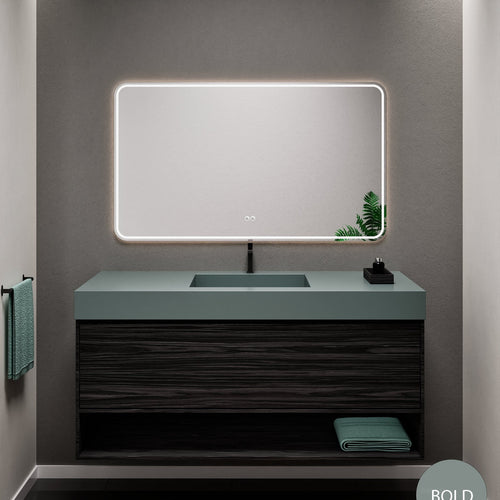 Aurora Frame – Corian® Basin with 1 Drawer and Bottom Shelf - ROVALUX