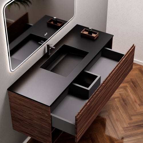 Aurora Frame – Corian® Basin with 1 Drawer and Bottom Shelf - ROVALUX
