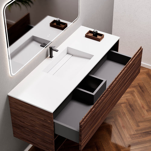 Aurora Frame – Corian® Basin with 1 Drawer and Bottom Shelf - ROVALUX