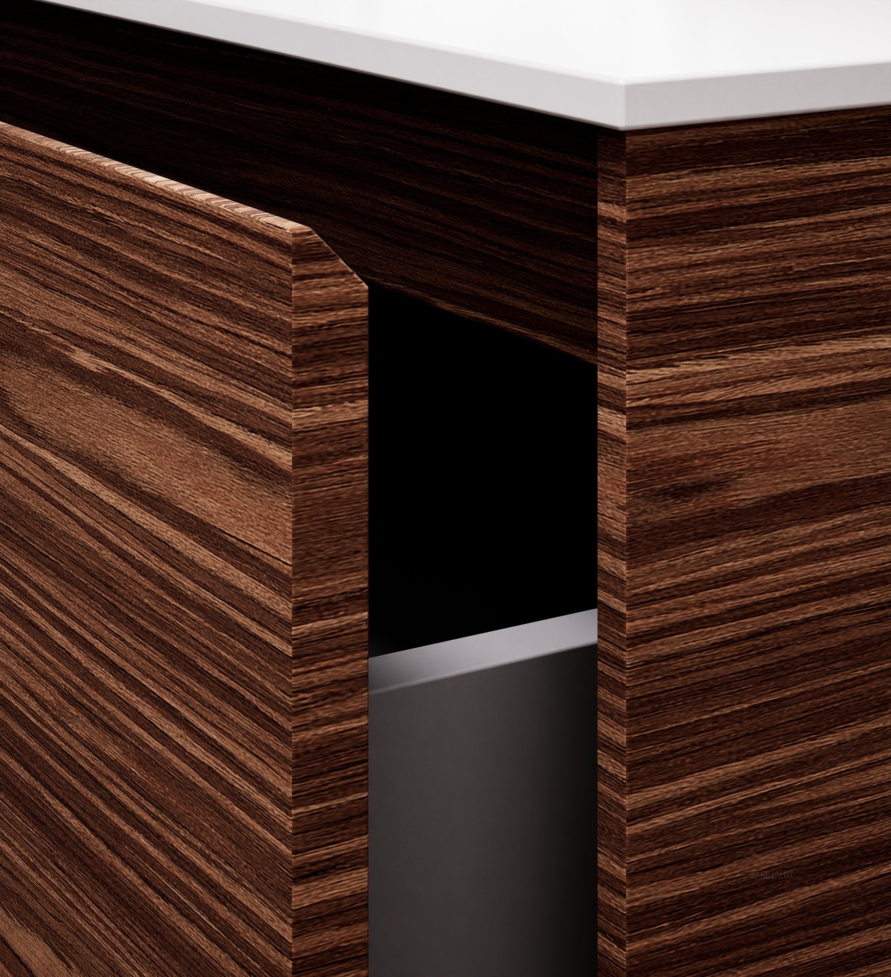 Aurora Frame – Corian® Basin with 1 Drawer and Bottom Shelf - ROVALUX