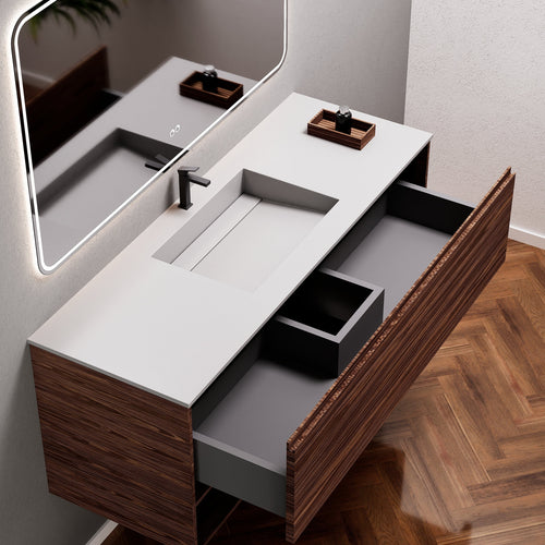 Aurora Frame – Corian® Basin with 1 Drawer and Bottom Shelf - ROVALUX