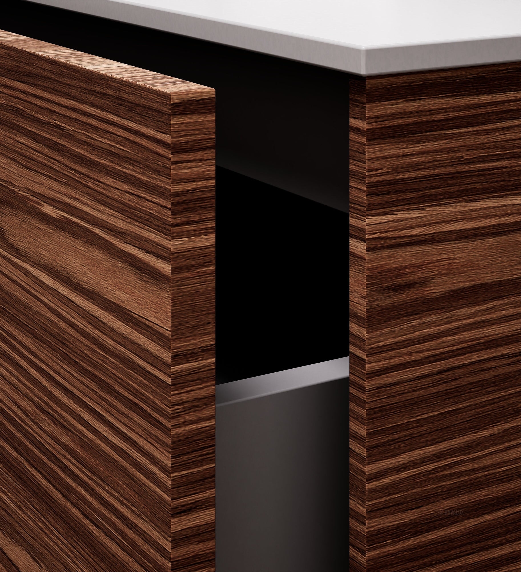 Aurora Frame – Corian® Basin with 1 Drawer and Bottom Shelf - ROVALUX