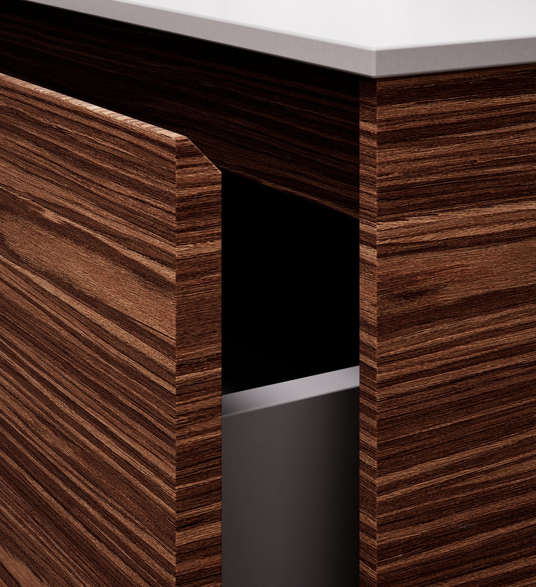 Aurora Frame – Corian® Basin with 1 Drawer and Bottom Shelf - ROVALUX
