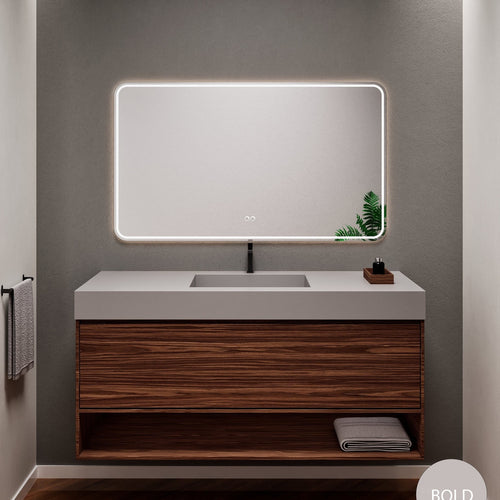 Aurora Frame – Corian® Basin with 1 Drawer and Bottom Shelf - ROVALUX