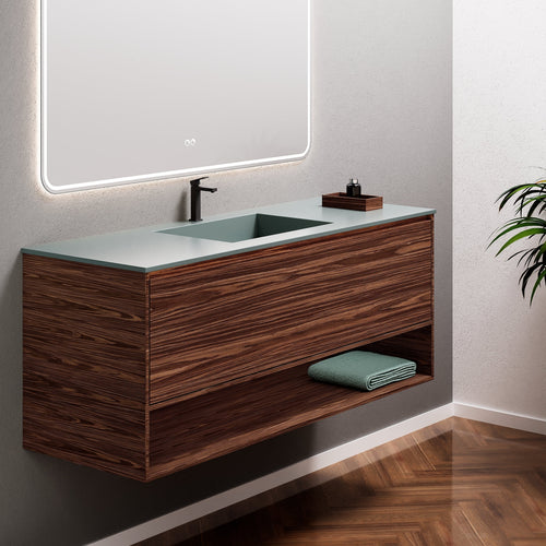 Aurora Frame – Corian® Basin with 1 Drawer and Bottom Shelf - ROVALUX