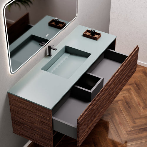 Aurora Frame – Corian® Basin with 1 Drawer and Bottom Shelf - ROVALUX