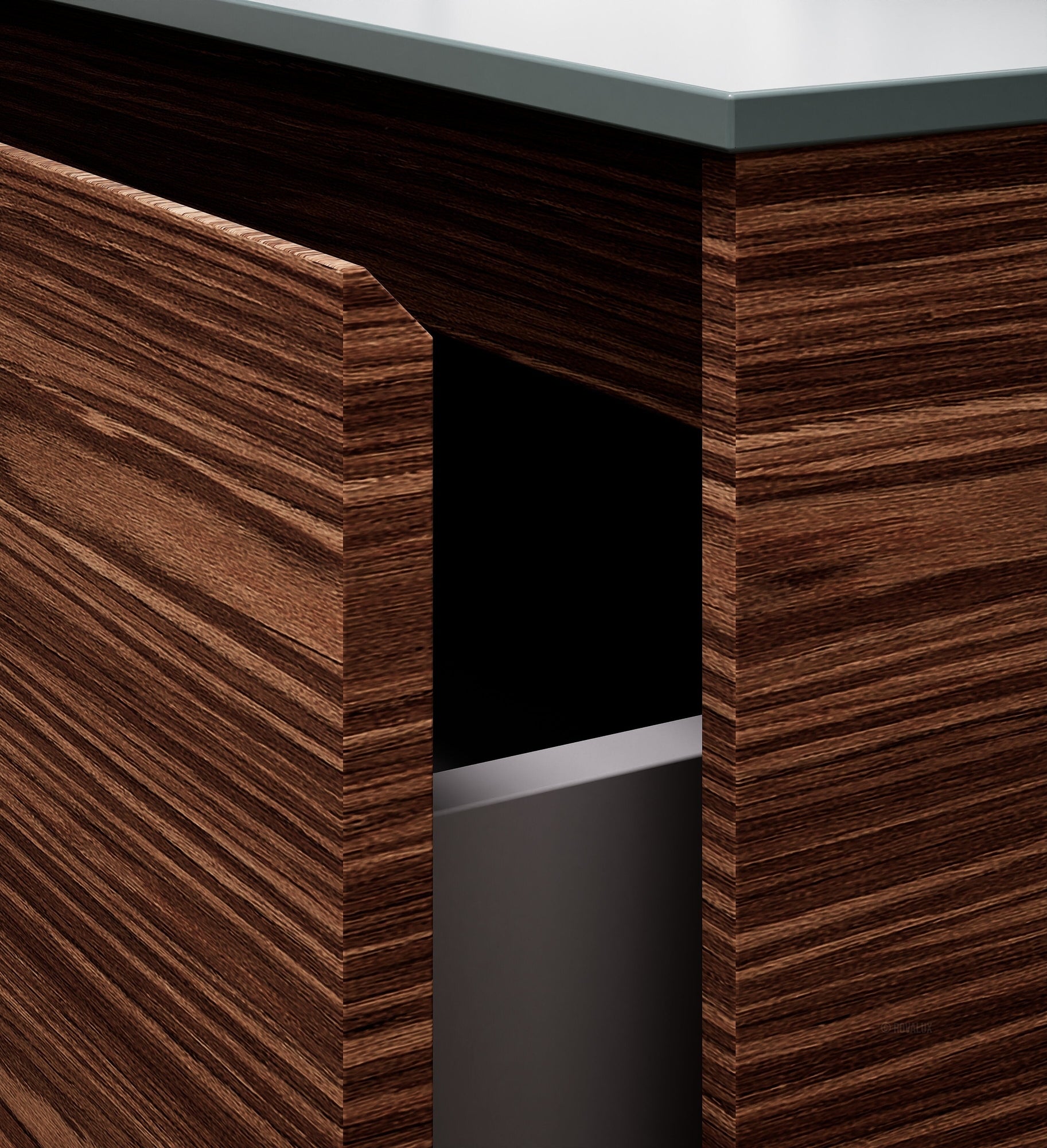 Aurora Frame – Corian® Basin with 1 Drawer and Bottom Shelf - ROVALUX