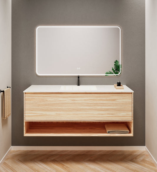 Aurora Frame – Corian® Basin with 1 Drawer and Bottom Shelf - ROVALUX