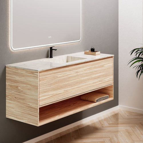 Aurora Frame – Corian® Basin with 1 Drawer and Bottom Shelf - ROVALUX