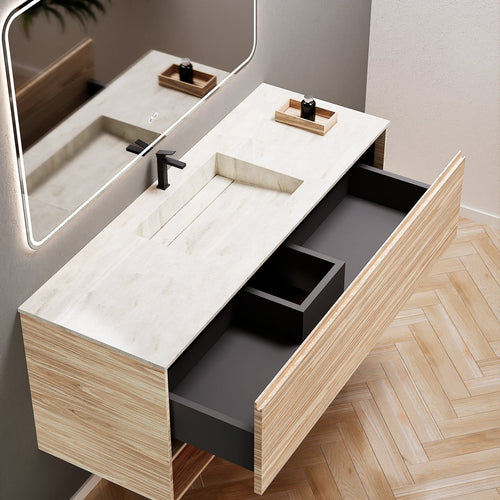 Aurora Frame – Corian® Basin with 1 Drawer and Bottom Shelf - ROVALUX
