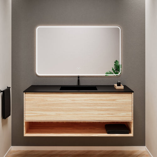 Aurora Frame – Corian® Basin with 1 Drawer and Bottom Shelf - ROVALUX