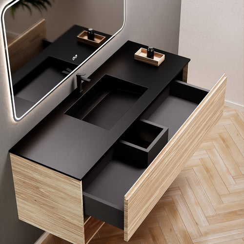 Aurora Frame – Corian® Basin with 1 Drawer and Bottom Shelf - ROVALUX