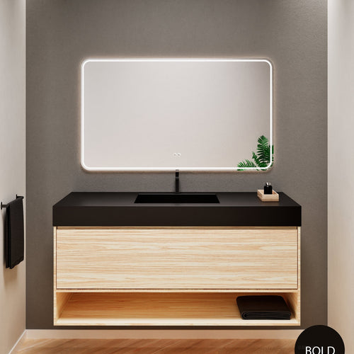 Aurora Frame – Corian® Basin with 1 Drawer and Bottom Shelf - ROVALUX