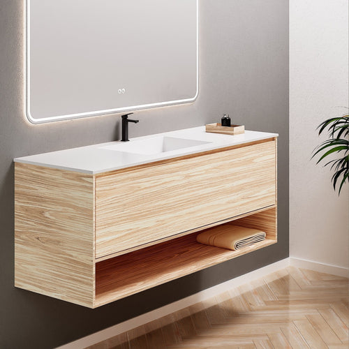 Aurora Frame – Corian® Basin with 1 Drawer and Bottom Shelf - ROVALUX