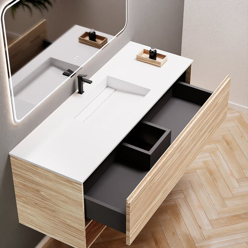 Aurora Frame – Corian® Basin with 1 Drawer and Bottom Shelf - ROVALUX