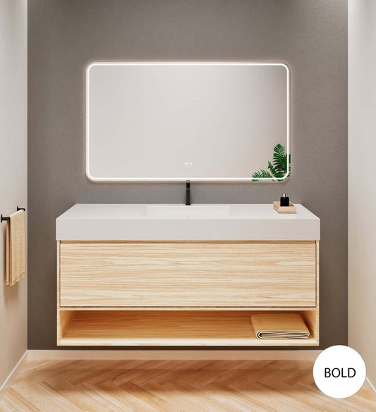 Aurora Frame – Corian® Basin with 1 Drawer and Bottom Shelf - ROVALUX