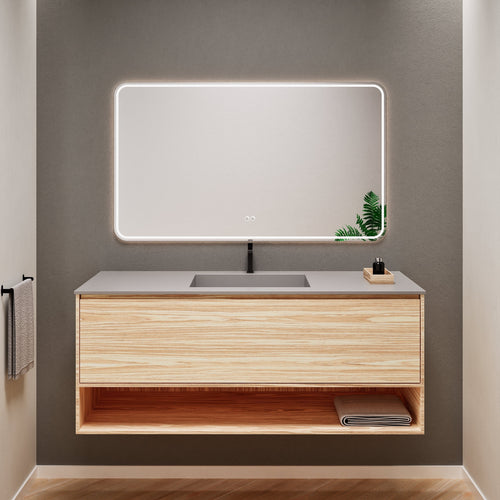 Aurora Frame – Corian® Basin with 1 Drawer and Bottom Shelf - ROVALUX