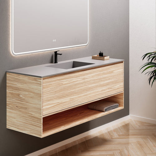 Aurora Frame – Corian® Basin with 1 Drawer and Bottom Shelf - ROVALUX