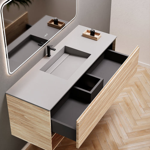 Aurora Frame – Corian® Basin with 1 Drawer and Bottom Shelf - ROVALUX