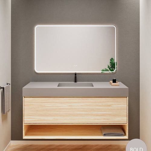 Aurora Frame – Corian® Basin with 1 Drawer and Bottom Shelf - ROVALUX