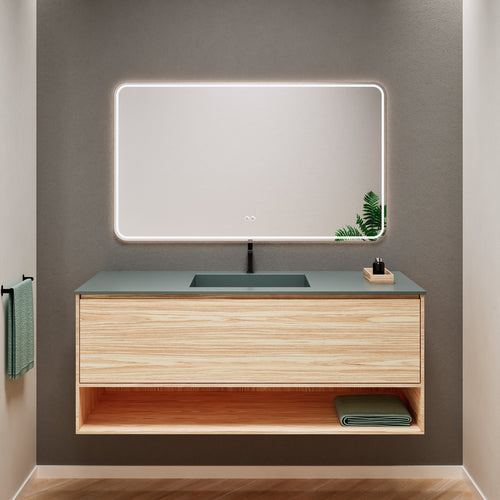 Aurora Frame – Corian® Basin with 1 Drawer and Bottom Shelf - ROVALUX