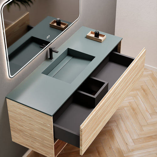 Aurora Frame – Corian® Basin with 1 Drawer and Bottom Shelf - ROVALUX