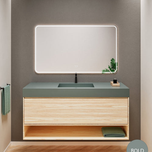Aurora Frame – Corian® Basin with 1 Drawer and Bottom Shelf - ROVALUX