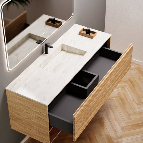 Aurora Frame – Corian® Basin with 1 Drawer and Bottom Shelf - ROVALUX