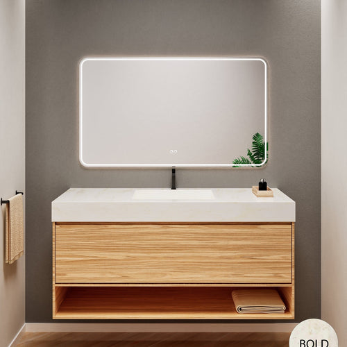 Aurora Frame – Corian® Basin with 1 Drawer and Bottom Shelf - ROVALUX