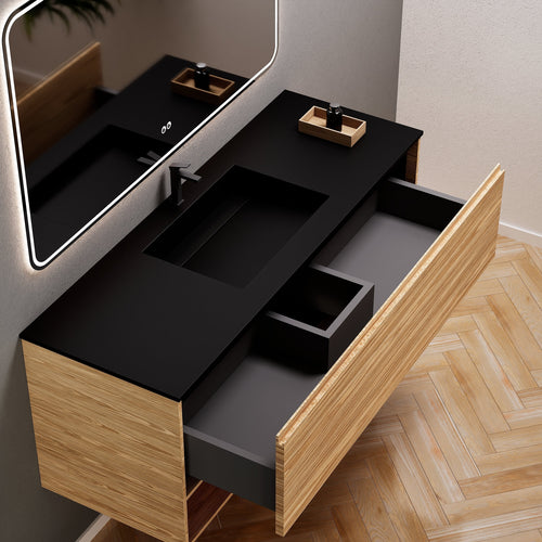 Aurora Frame – Corian® Basin with 1 Drawer and Bottom Shelf - ROVALUX