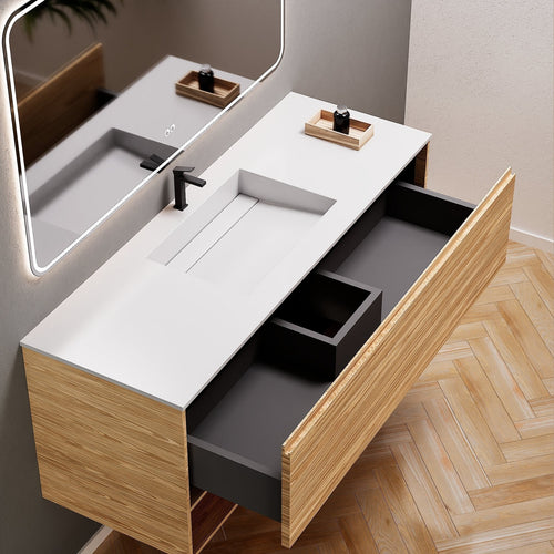 Aurora Frame – Corian® Basin with 1 Drawer and Bottom Shelf - ROVALUX