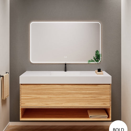 Aurora Frame – Corian® Basin with 1 Drawer and Bottom Shelf - ROVALUX