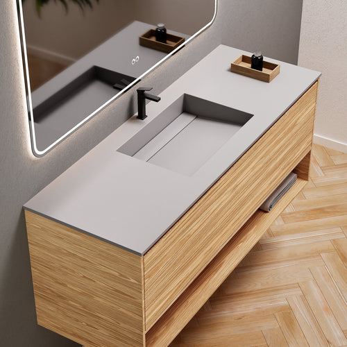 Aurora Frame – Corian® Basin with 1 Drawer and Bottom Shelf - ROVALUX
