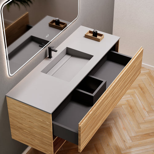 Aurora Frame – Corian® Basin with 1 Drawer and Bottom Shelf - ROVALUX