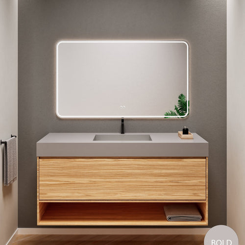Aurora Frame – Corian® Basin with 1 Drawer and Bottom Shelf - ROVALUX