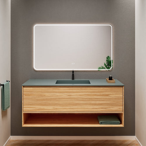 Aurora Frame – Corian® Basin with 1 Drawer and Bottom Shelf - ROVALUX