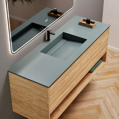 Aurora Frame – Corian® Basin with 1 Drawer and Bottom Shelf - ROVALUX