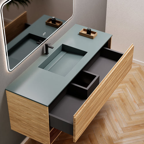 Aurora Frame – Corian® Basin with 1 Drawer and Bottom Shelf - ROVALUX
