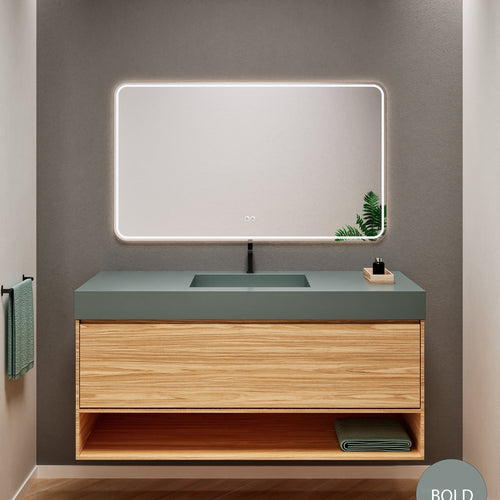 Aurora Frame – Corian® Basin with 1 Drawer and Bottom Shelf - ROVALUX