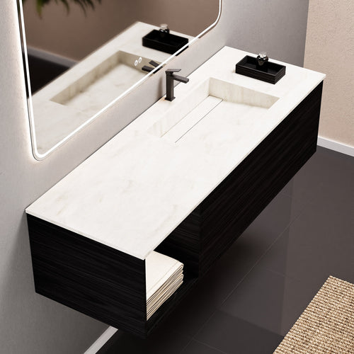 Aurora Frame – Corian® Basin with 1 Drawer and Side Shelf - ROVALUX
