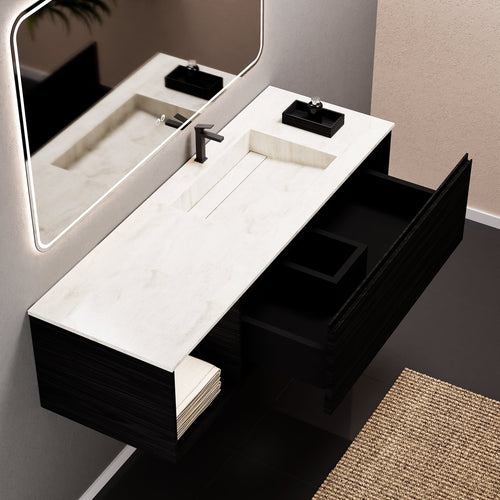 Aurora Frame – Corian® Basin with 1 Drawer and Side Shelf - ROVALUX