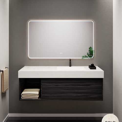 Aurora Frame – Corian® Basin with 1 Drawer and Side Shelf - ROVALUX