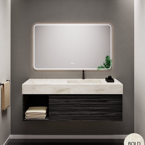 Aurora Frame – Corian® Basin with 1 Drawer and Side Shelf - ROVALUX