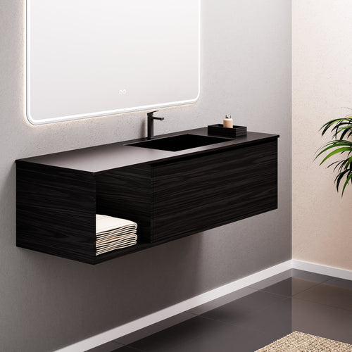 Aurora Frame – Corian® Basin with 1 Drawer and Side Shelf - ROVALUX