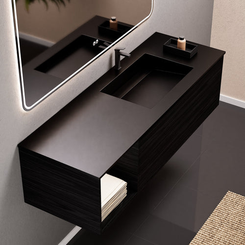 Aurora Frame – Corian® Basin with 1 Drawer and Side Shelf - ROVALUX