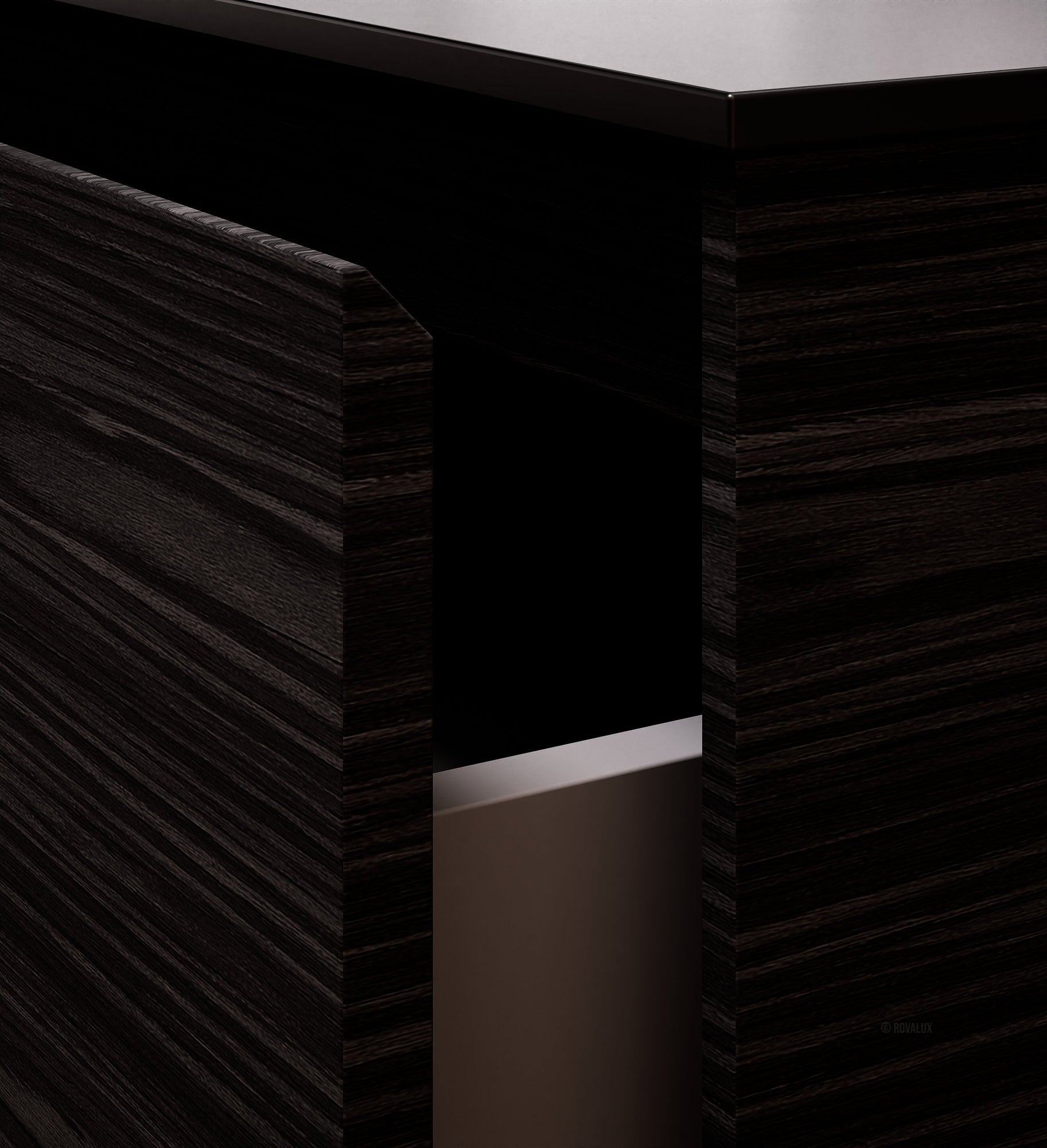 Aurora Frame – Corian® Basin with 1 Drawer and Side Shelf - ROVALUX