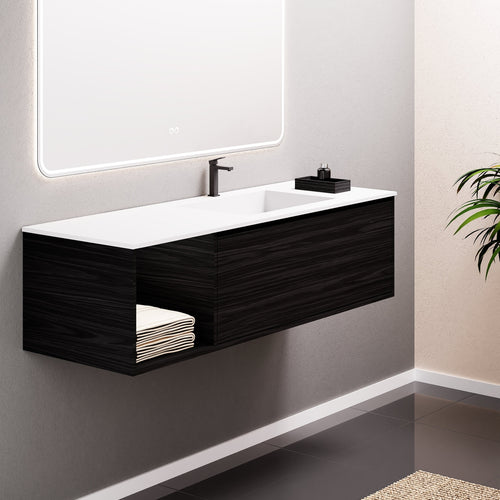 Aurora Frame – Corian® Basin with 1 Drawer and Side Shelf - ROVALUX