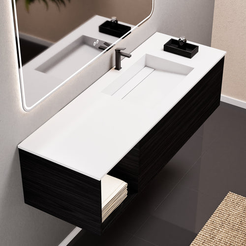 Aurora Frame – Corian® Basin with 1 Drawer and Side Shelf - ROVALUX