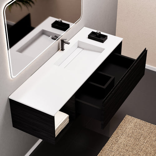 Aurora Frame – Corian® Basin with 1 Drawer and Side Shelf - ROVALUX