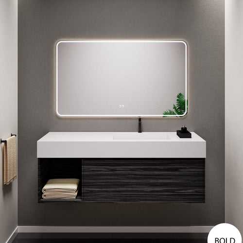 Aurora Frame – Corian® Basin with 1 Drawer and Side Shelf - ROVALUX